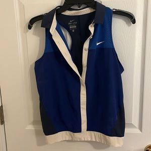 Nike Dri Fit 1/2 Button Down Halter Colorblock panel Workout Athletic Tank. M.